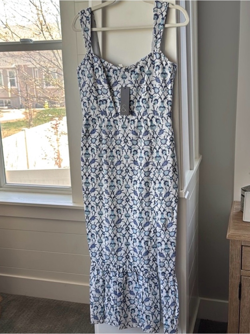 Sachin & Babi Laura Blue Vine Print Midi Dress NWT Size 6 - Picture 5 of 10
